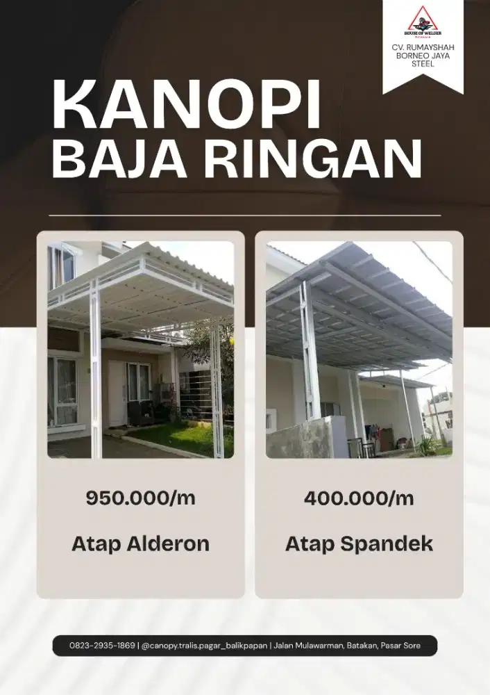 KANOPI BAJA RINGAN MURAH & RAPI DI BALIKPAPAN - MULAI 400RB!