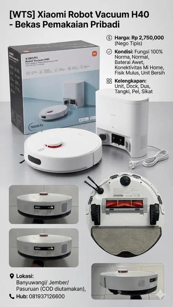 [WTS] Xiaomi Robot Vacuum Cleaner H40 - Bekas Pemakaian Pribadi