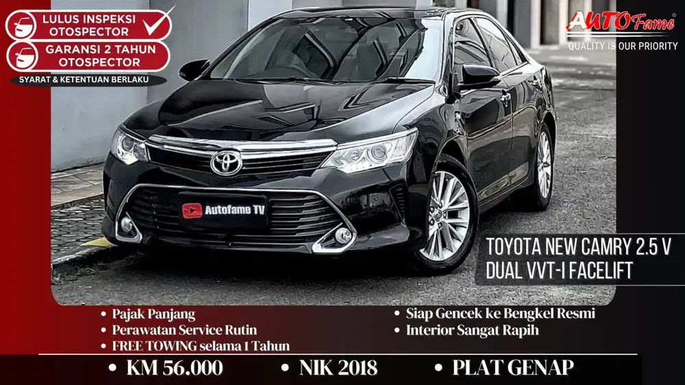 Toyota New Camry 2.5 V Dual VVT-i Facelift NIK 2018 Black On Beige