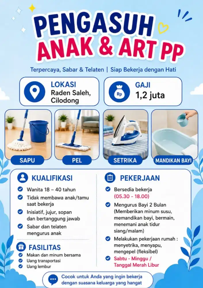 Dicari ART PP & Pengasuh Anak