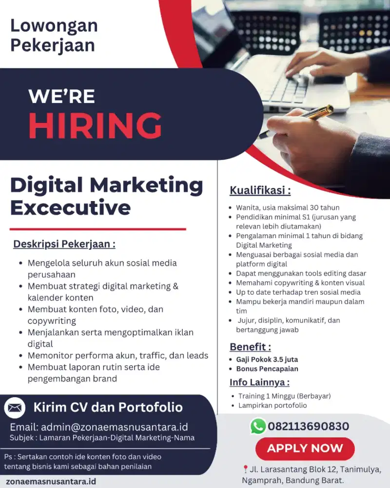 Lowongan Kerja Admin Digital Marketing social media content creator
