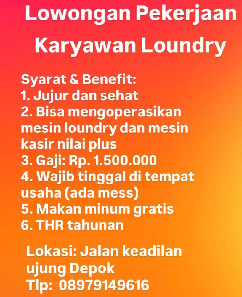 Lowongan Pekerjaan - Karyawan Laoundry