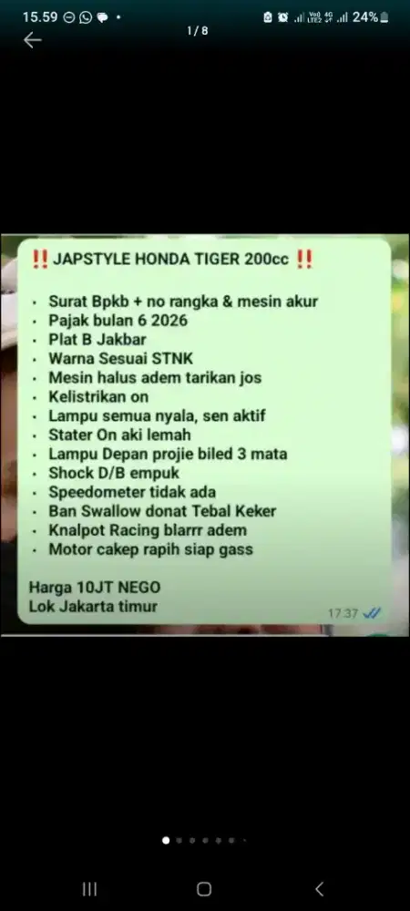 TIGER 200CC Custom Japstyle BPKB ONLY