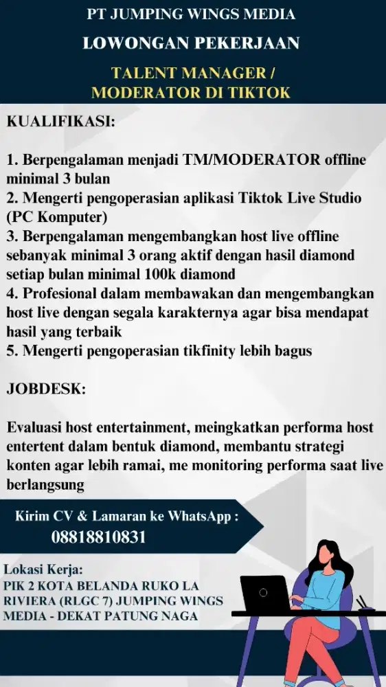 TALENT MANAGER/MODERAT TIKTOK