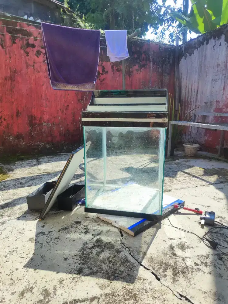 Aquarium plus tutup, fullset