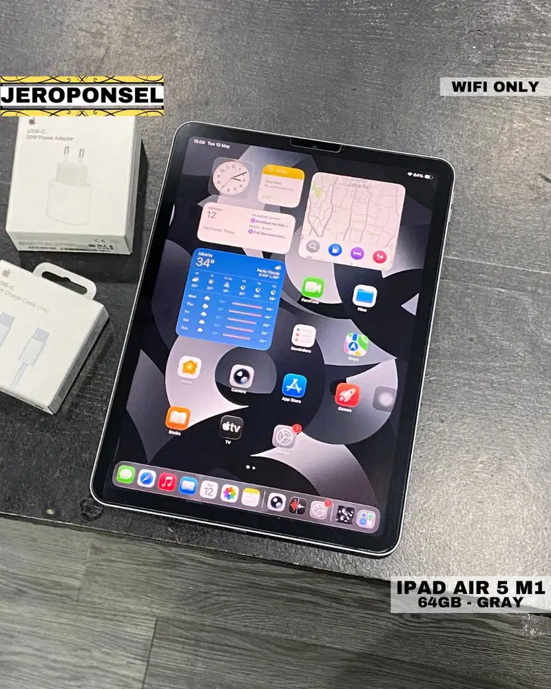 IPAD AIR 5 M1 64GB GRAY LIKE A NEW BH 92% ORIGINAL GARANSI