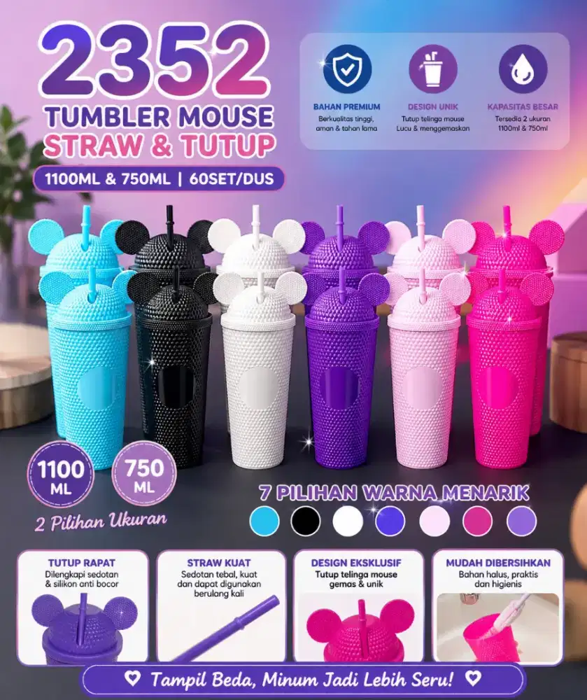 TUMBLER STRAW/MICKEY DIAMOND CANTIK
