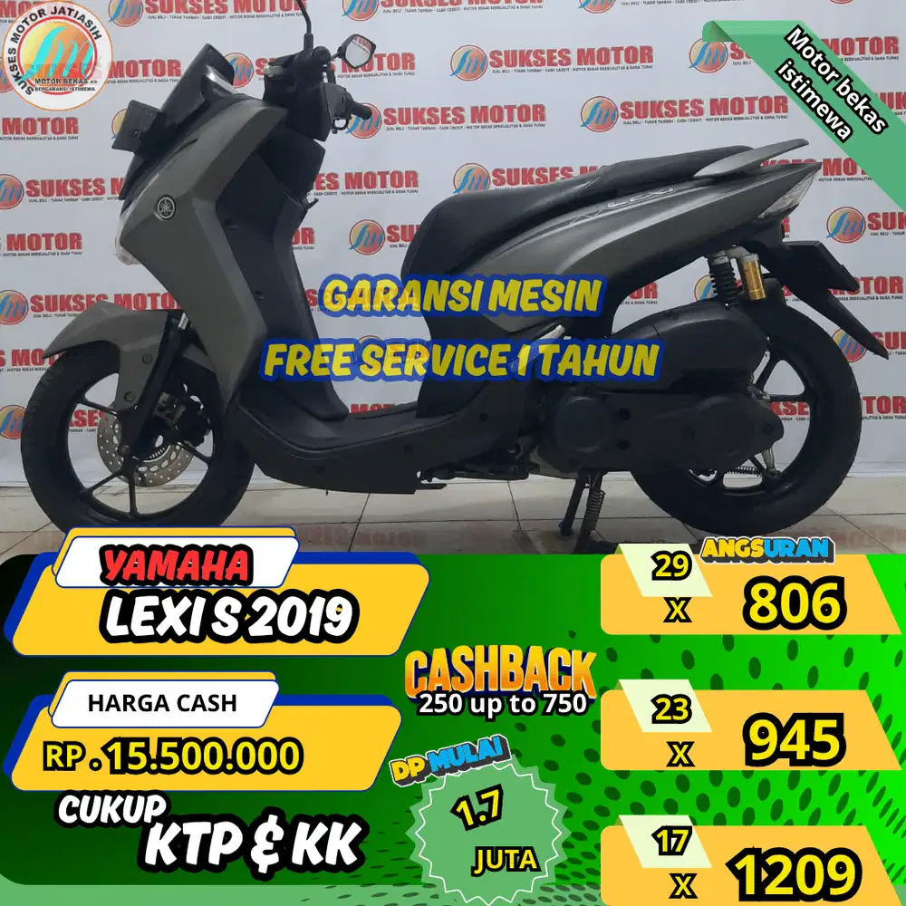 YAMAHA LEXI S 2019 DP &ANGSURAN TERMURAH SYRT KTP&KK(SUKSESMOTOR)