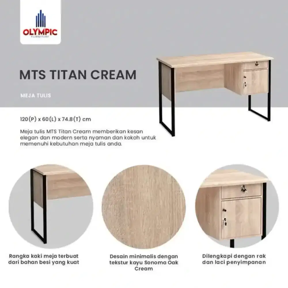 Meja Kerja Dengan Kaki Besi Olympic MTS Titan Series Murah Jogja (Ars)