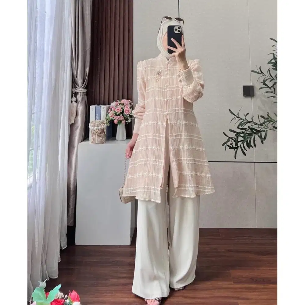 Tunik peach brokat