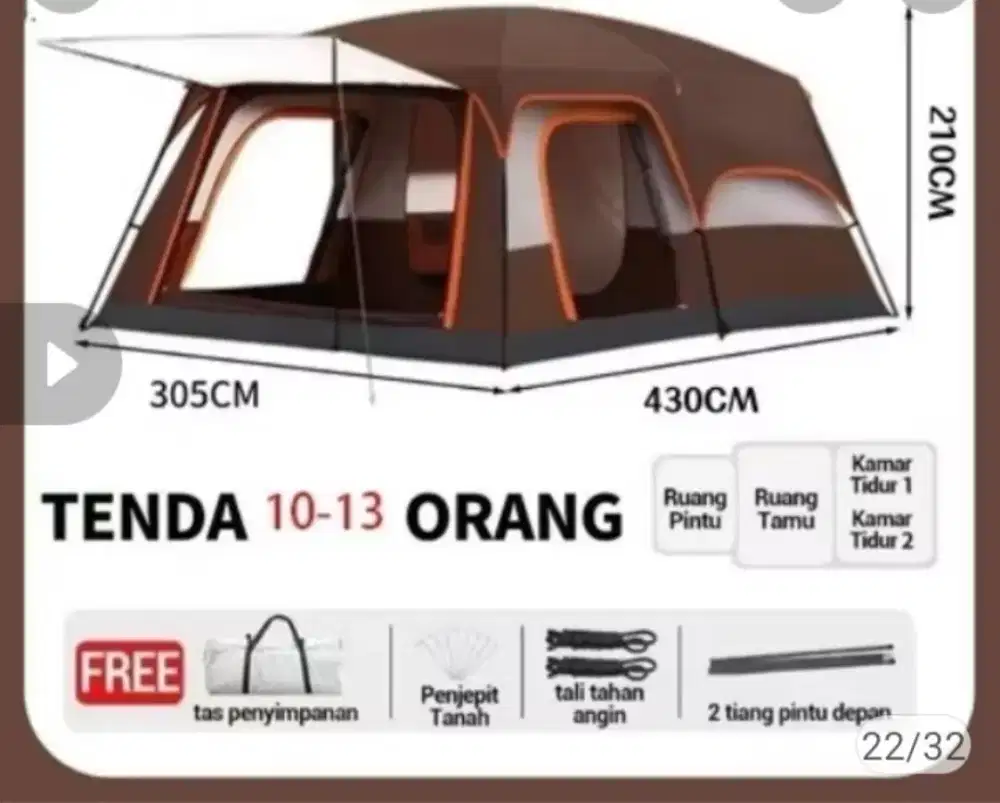Dijual Tenda camping wthb kapasitas 10-13orang