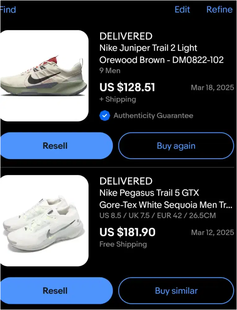 Nike Pegasus Trail 5 GTX
Gore-Tex White Sequoia Men