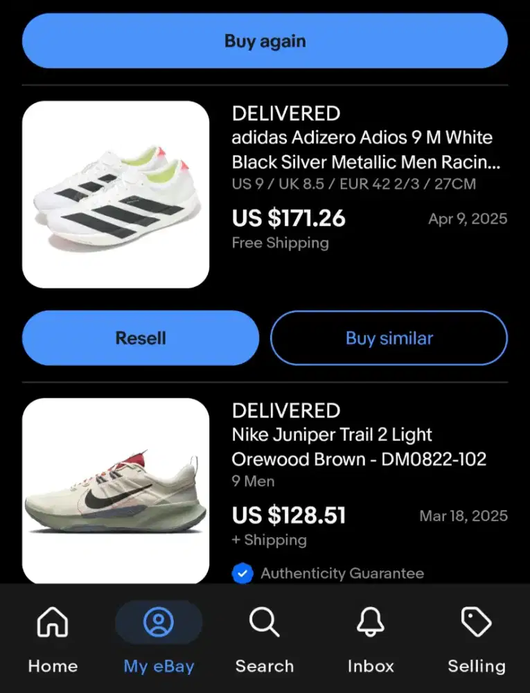 adidas Adizero Adios 9 M White
Black Silver Metallic Men Racing