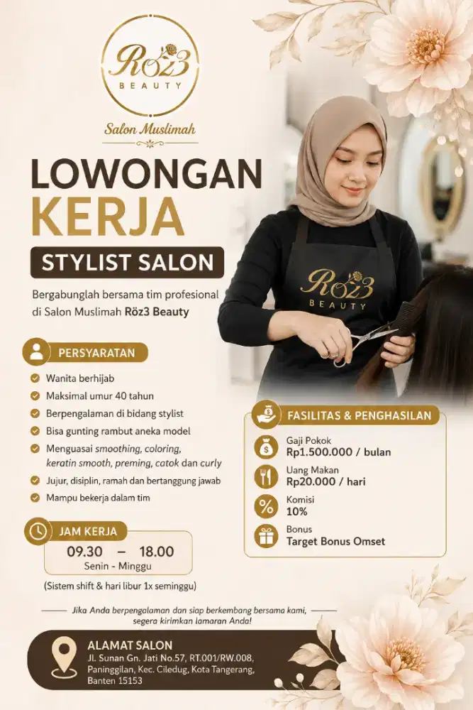 Di butuhkan stylist berpengalaman salon muslimah