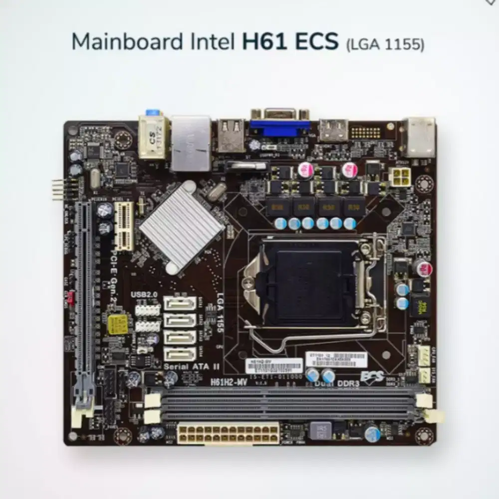 Motherboard ECs H61 1155 fan proc core i5 2400 3.0ghz normal