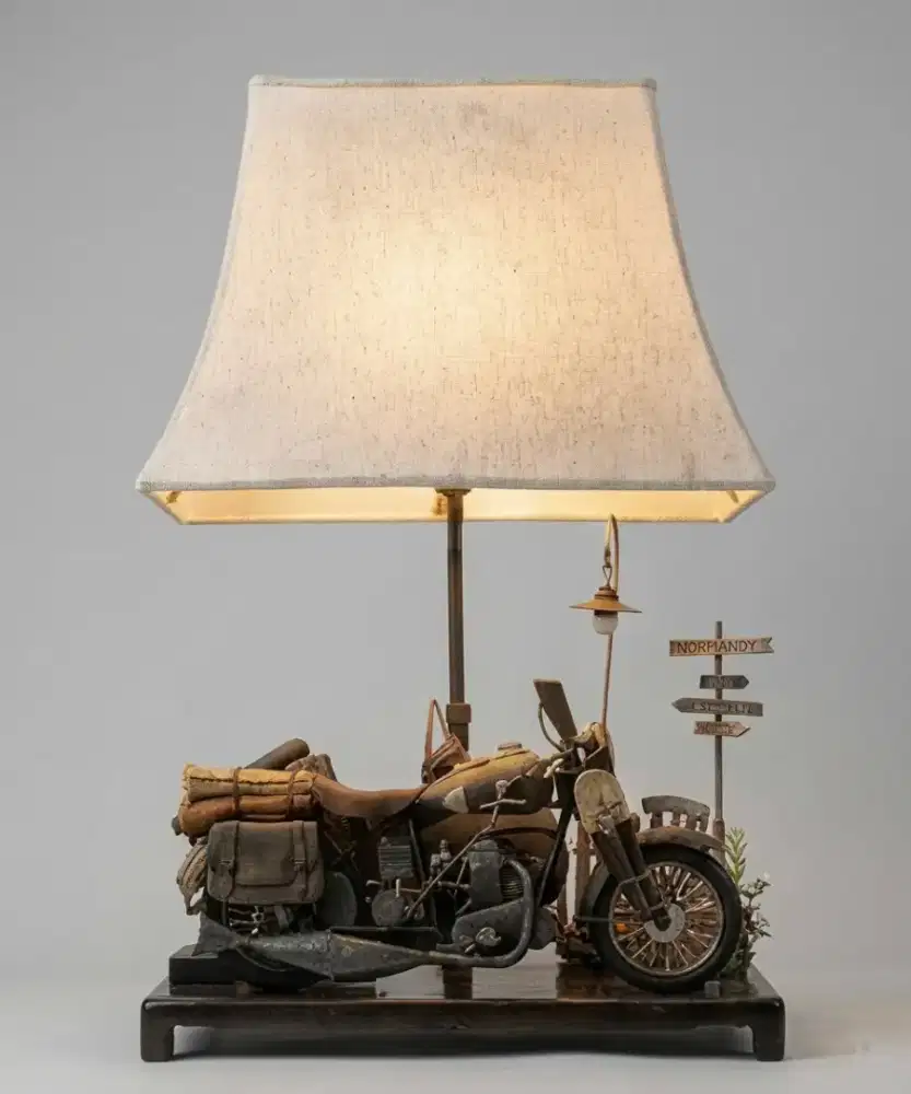 Lampu meja duduk tidur diecast sepeda motor harley logam vintage antik