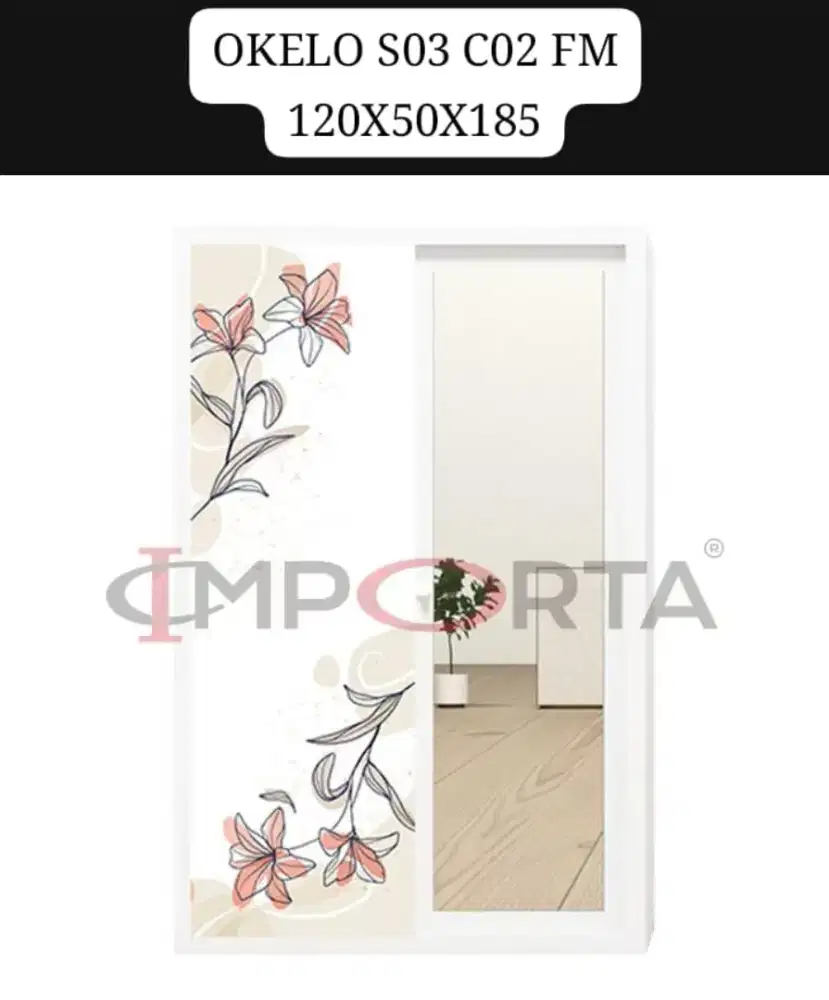 Lemari pakaian sliding ukuran 90x50x185