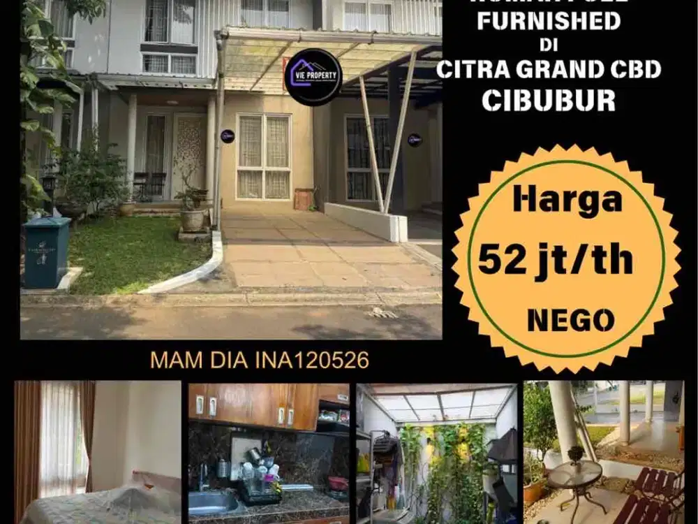 Disewakan Rumah Full Furnished di Cibubur Citra Grand CBD