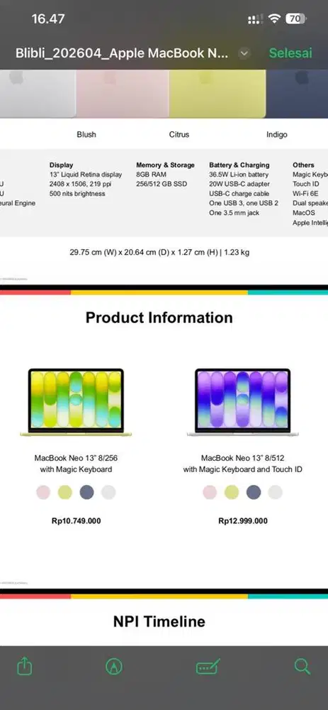 Macbook Neo 8/256