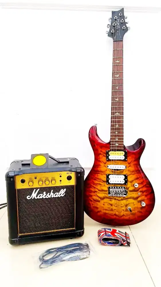 GITAR PLUS SPEKER MARSHALL UDAH ADA EFEK DISTORSI