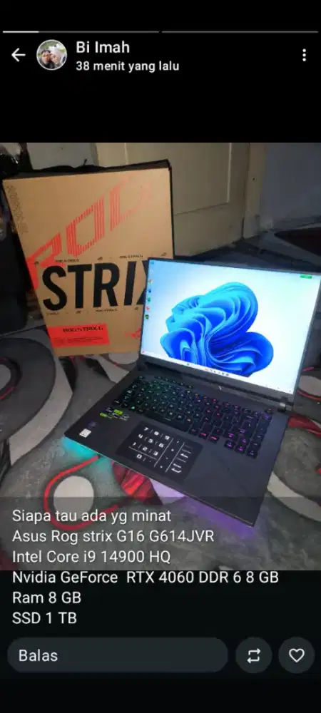 Asus ROG strig G16 19 gen 14 RTX  4060