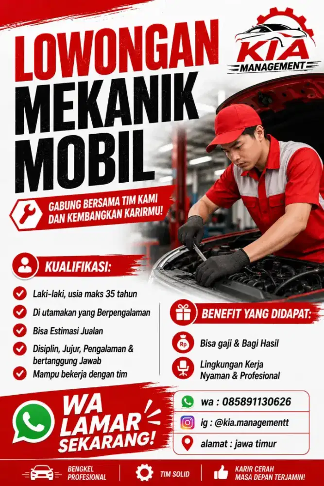 lowongan kerja bengkel kaki2 mobil