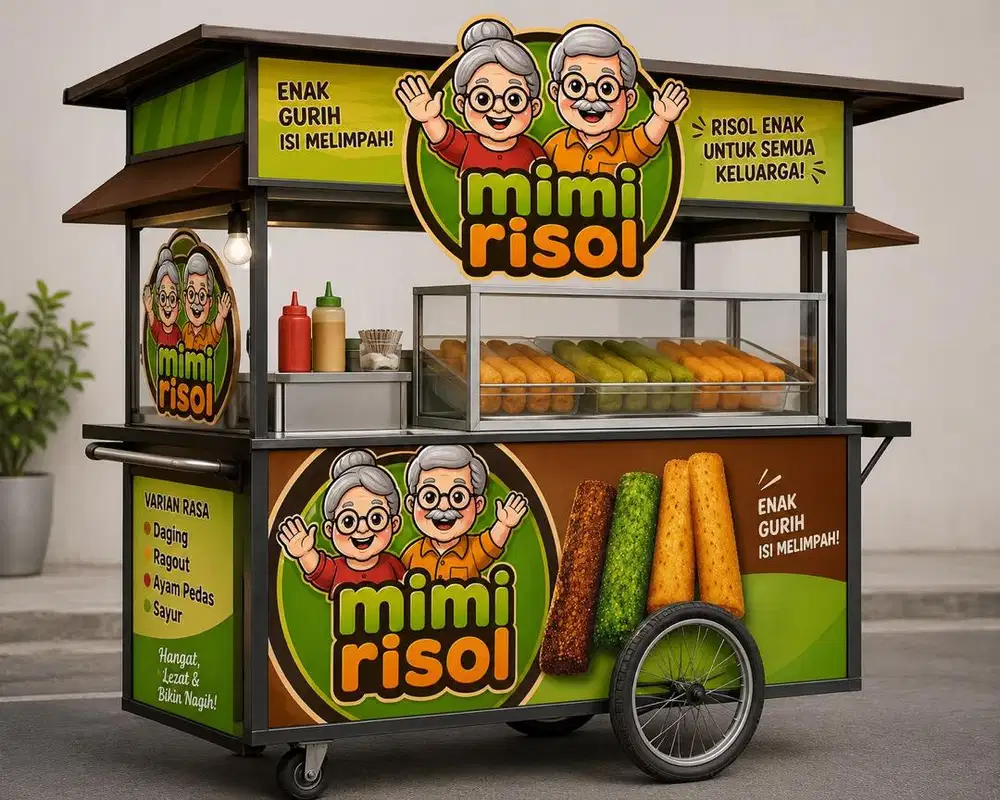 Jaga stand makanan (Risol)