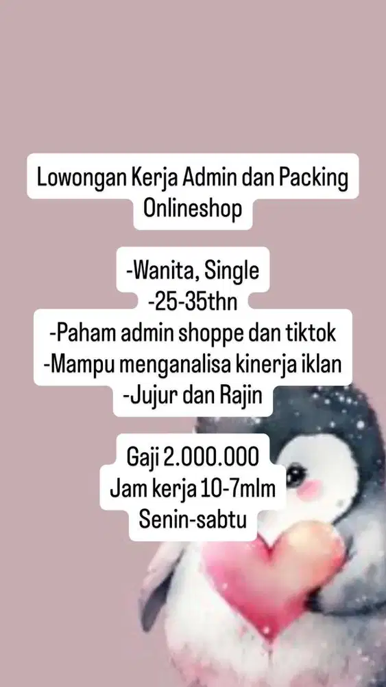 Lowongan kerja admin online shop