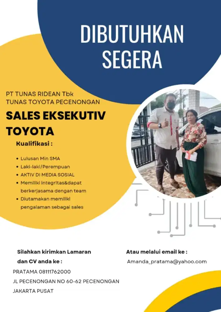 Lowongan Kerja Sales Toyota
