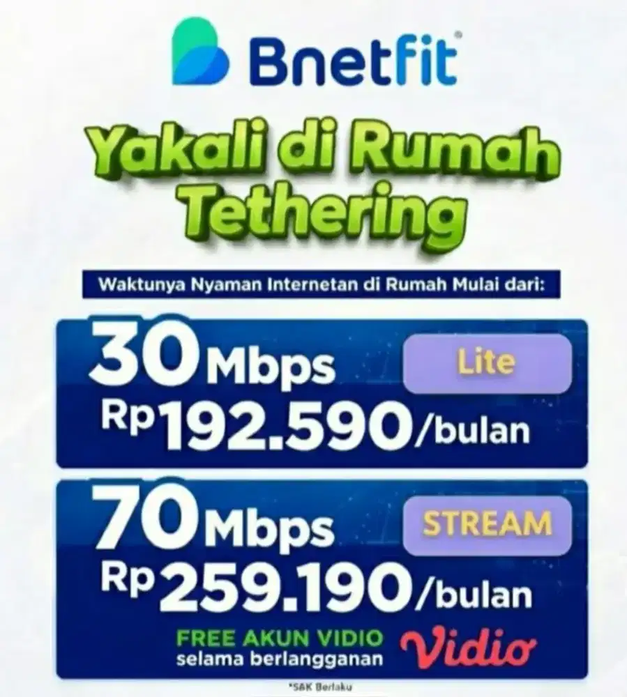 Wifi BNETFIT unlimited jaringan 5G