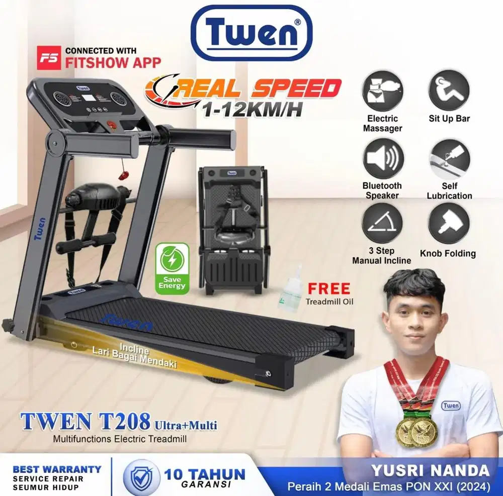 Treadmill Elektrik TWEN T208 Garansi Aktif 10 tahun