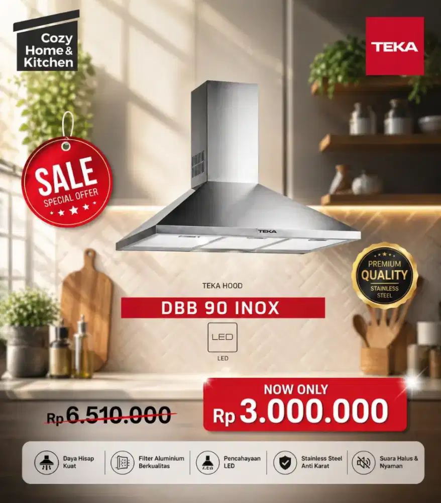 Penghisap Asap Dapur TEKA CHIMNEY HOOD DBB 90 INOX