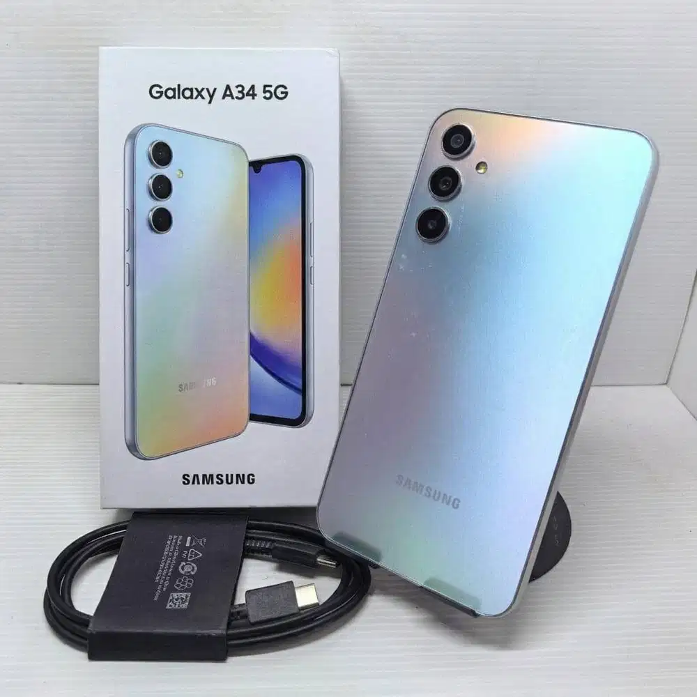 SAMSUNG GALAXY A34 8/128 SILVER NO MINUS SEIN LENGKAP