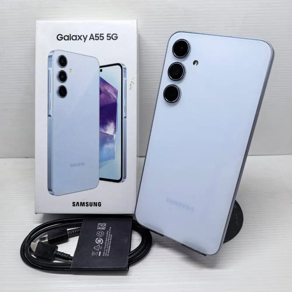 LIKE NEW! SAMSUNG GALAXY A55 5G 8/256 ICE BLUE FULLSET SEIN RESMI MULU