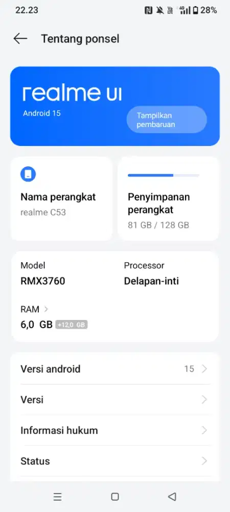 Jual cepat hp realme c53