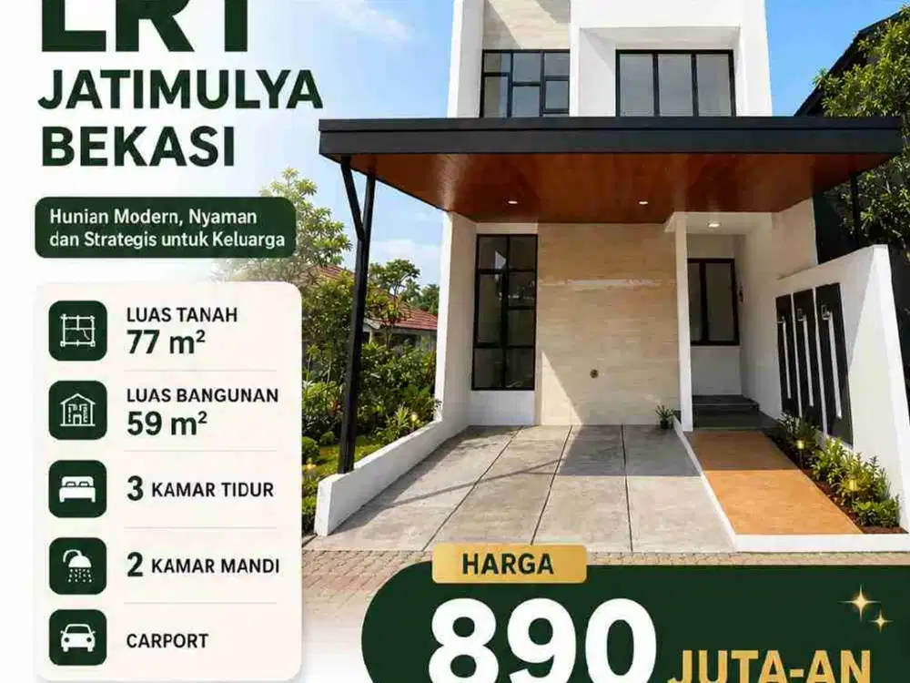Rumah 2 lantai siap huni dekat LRT Jatimulya tambun bekasi
