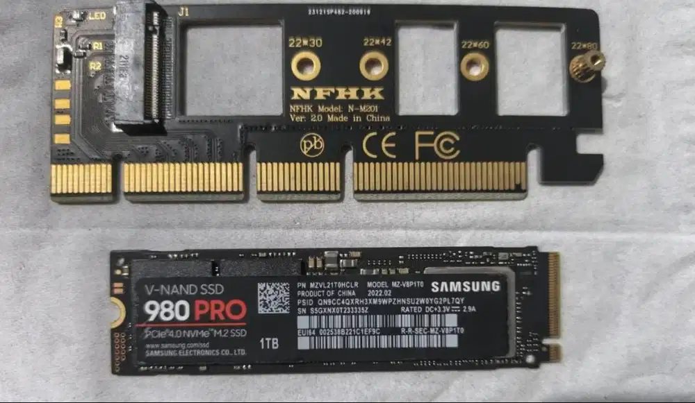 NVME SSD Samsung 980Pro 1TB (PCIe 4.0) + PCIe to NVME Card/Adaptor
