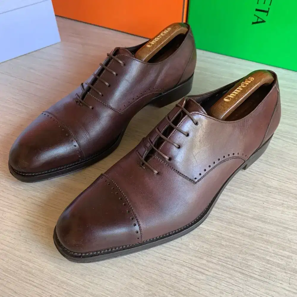Salvatore Ferragamo sepatu oxford work shoes kulit second original 43