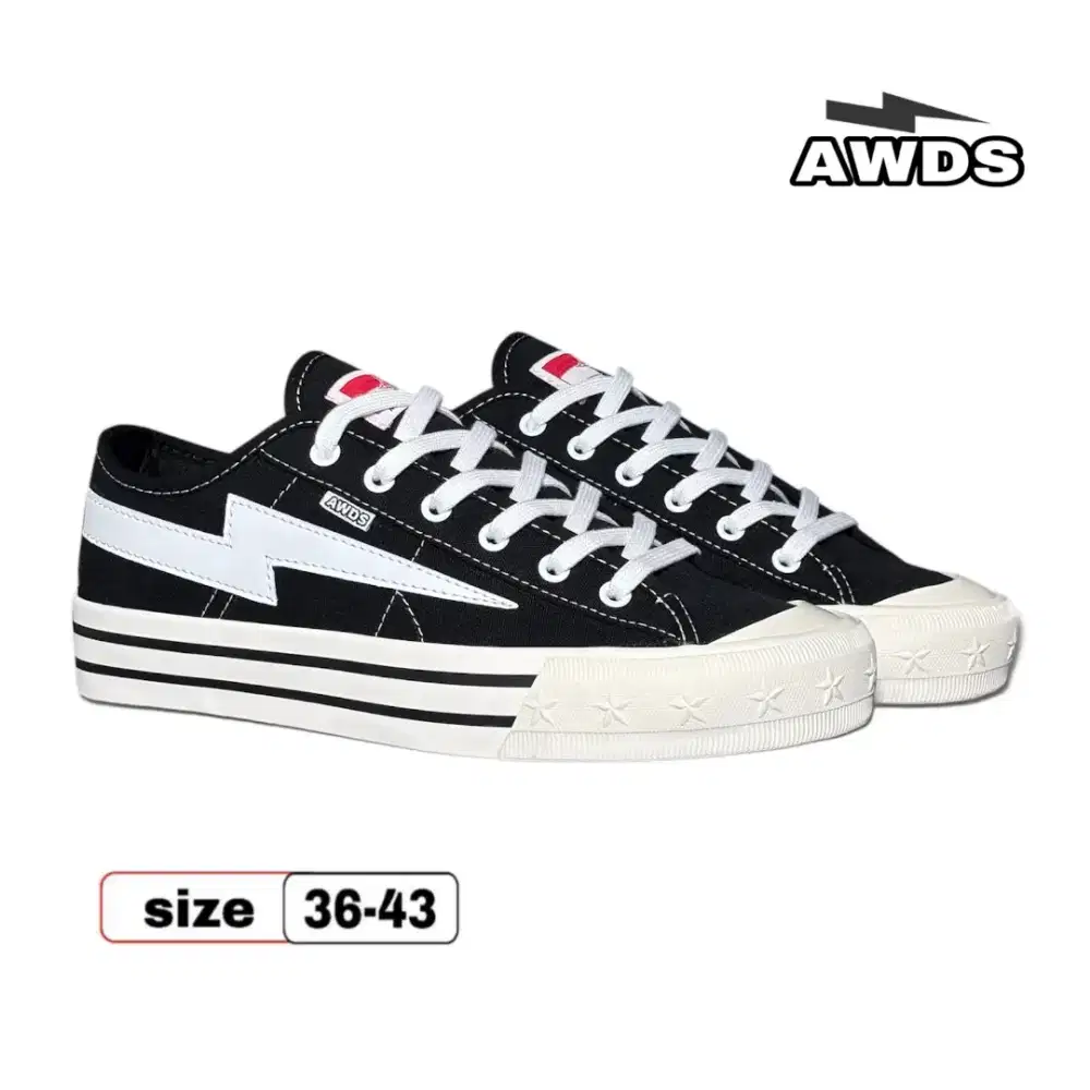 Sepatu Pria Wanita AWDS FLASH Black White Sneakers