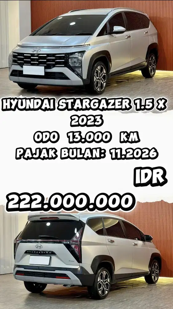 [ ODO 13.000 KM ] HYUNDAI STARGAZER X 1.5 AT 2023 BERGARANSI