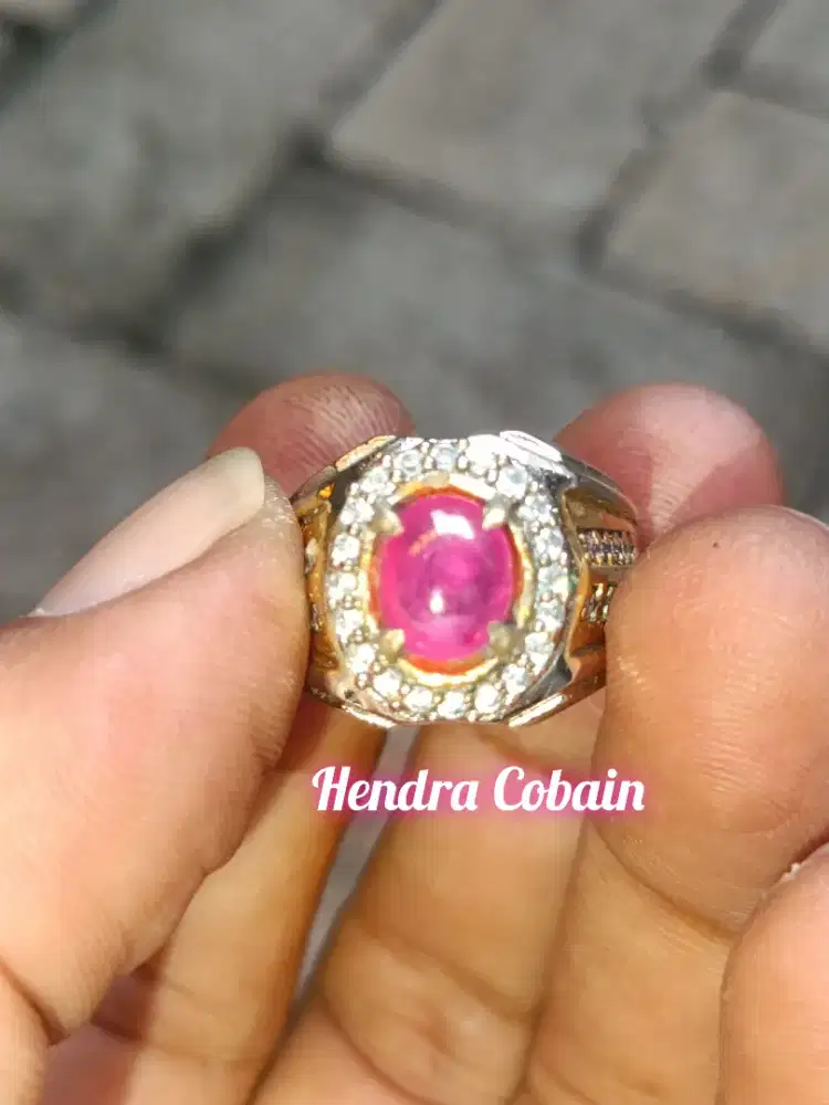 Natural Batu Cincin Rubi Delima Top