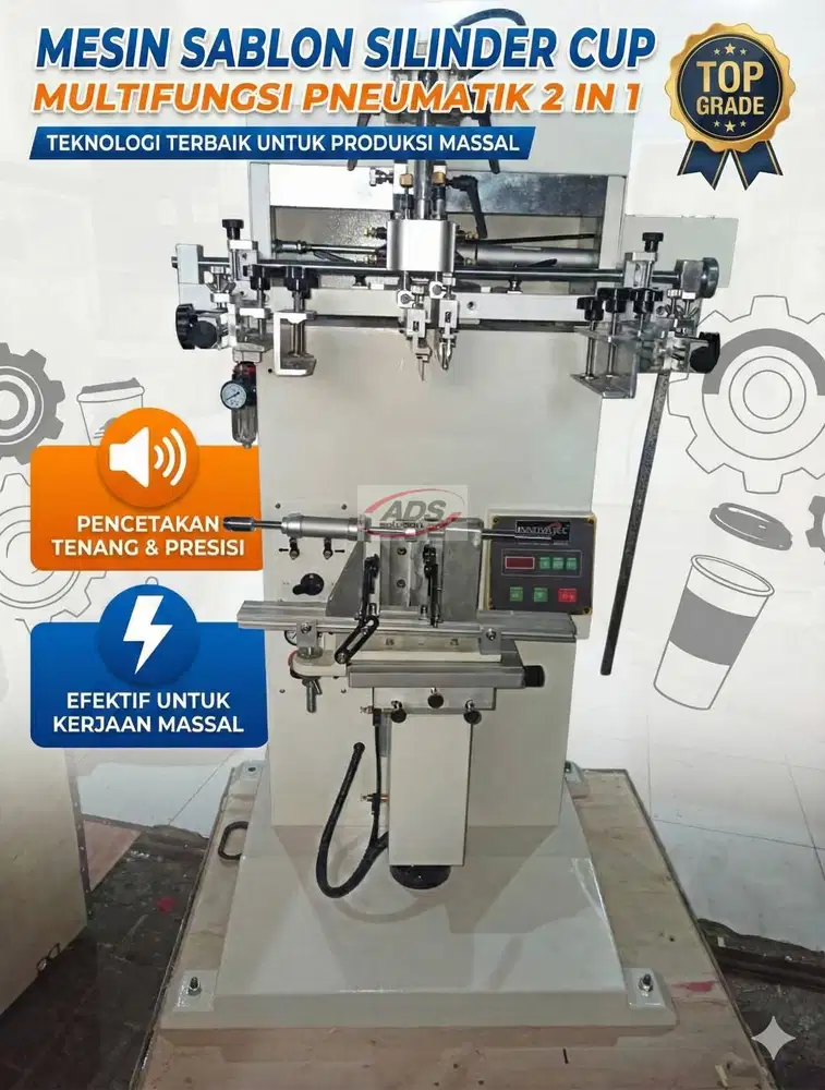 MESIN SABLON SILINDER CUP MULTIFUNGSI DENGAN SISTEM PNEUMATIC 2 IN 1