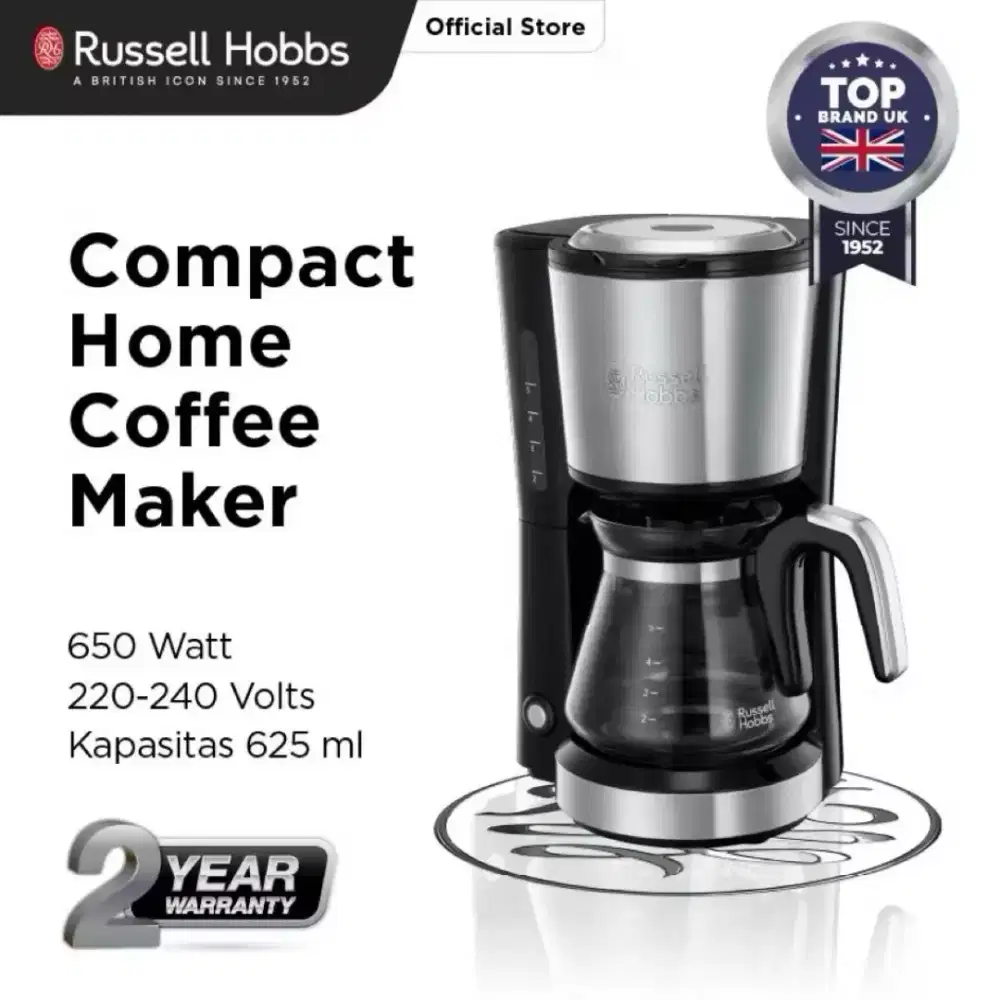 NEW] Russell Hobbs Compact Coffee Maker, Mesin pembuat Kopi dan Teh