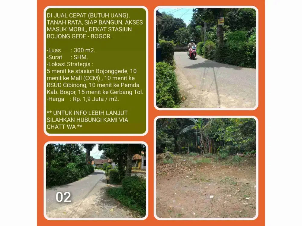 Tanah Strategis Bojonggede-Bogor 300 m² SHM Dekat Stasiun & Tol Desari 3