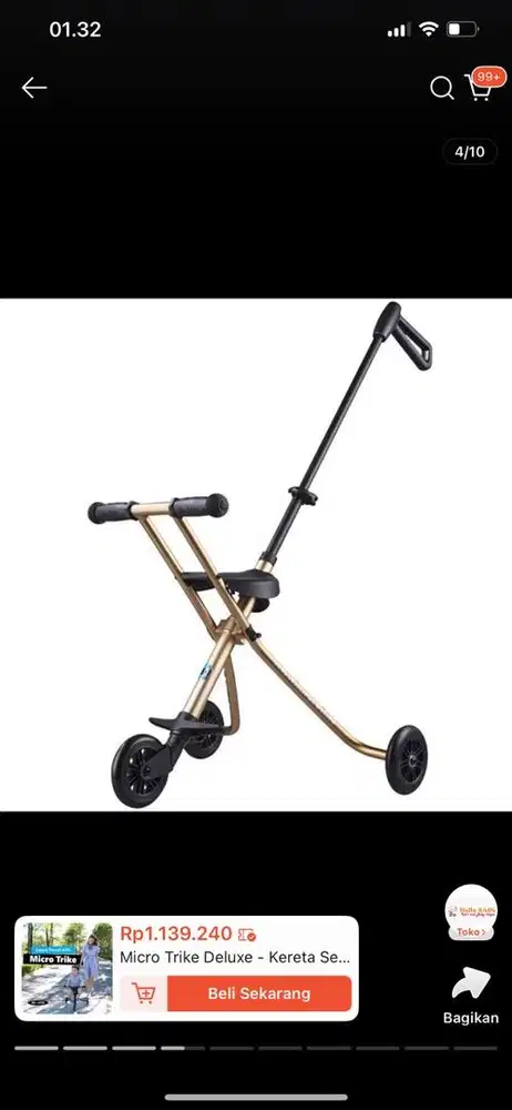 Kereta dorong lipat Stroller anak lipat Sepeda dorong anak