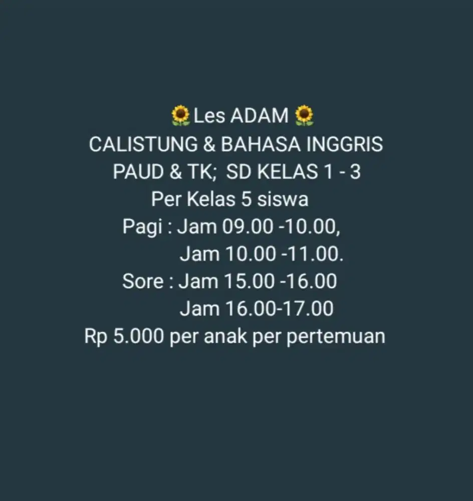 LES BIMBA CALISTUNG & BAHASA INGGRIS DASAR
