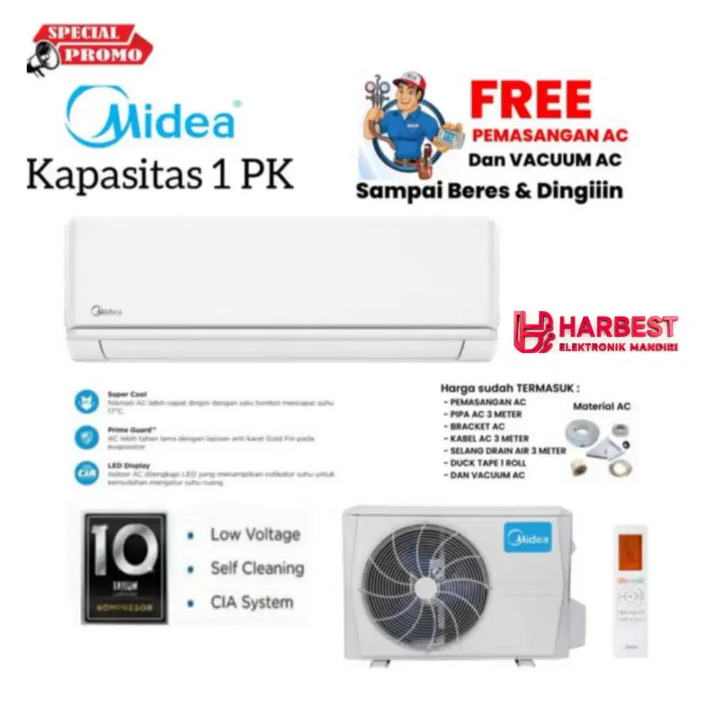 MIDEA AC Split 1 PK SuperCool R32 Low Voltage MSCN-09CN1 Garansi Resmi