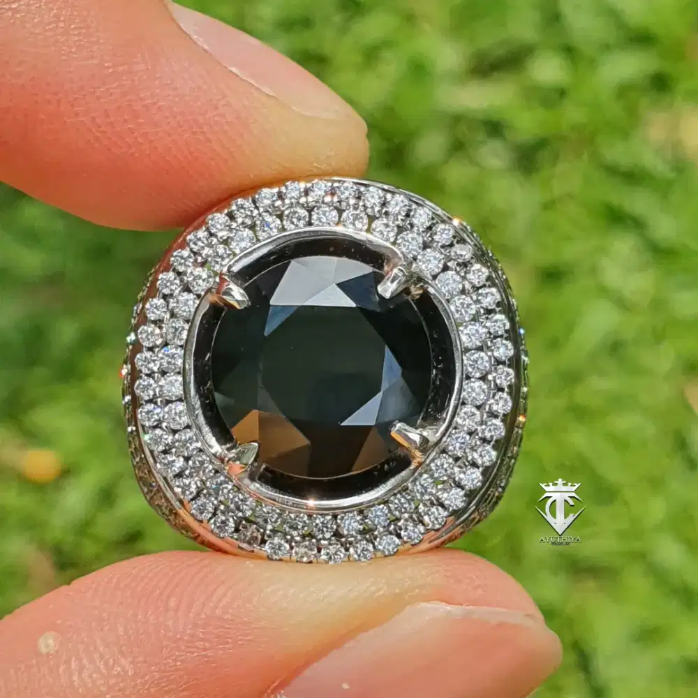 Batu Permata Natural Round Melanite Garnet Mali 7.34 Ct NTE GRI Memo