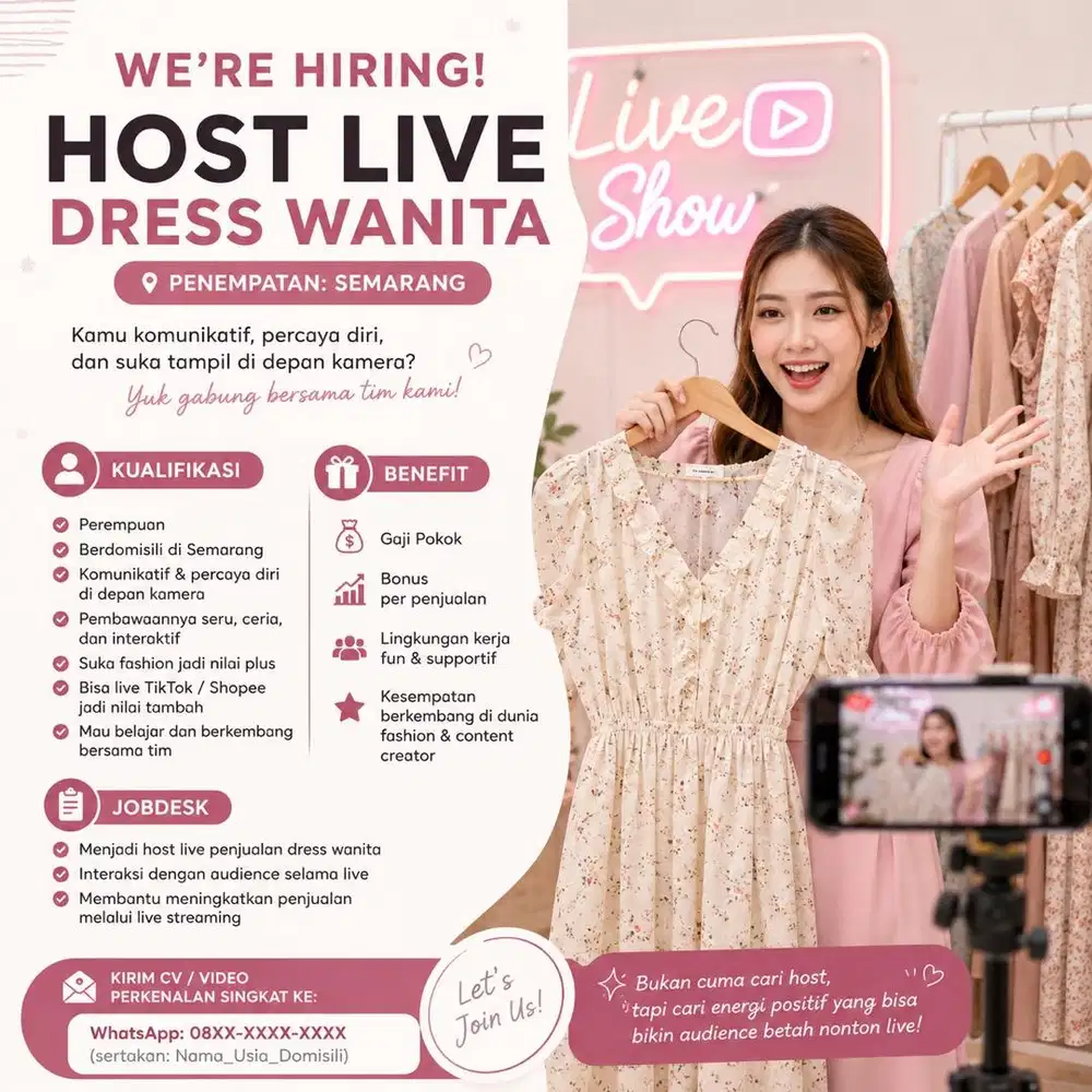 Lowongan Host Live Dress Wanita