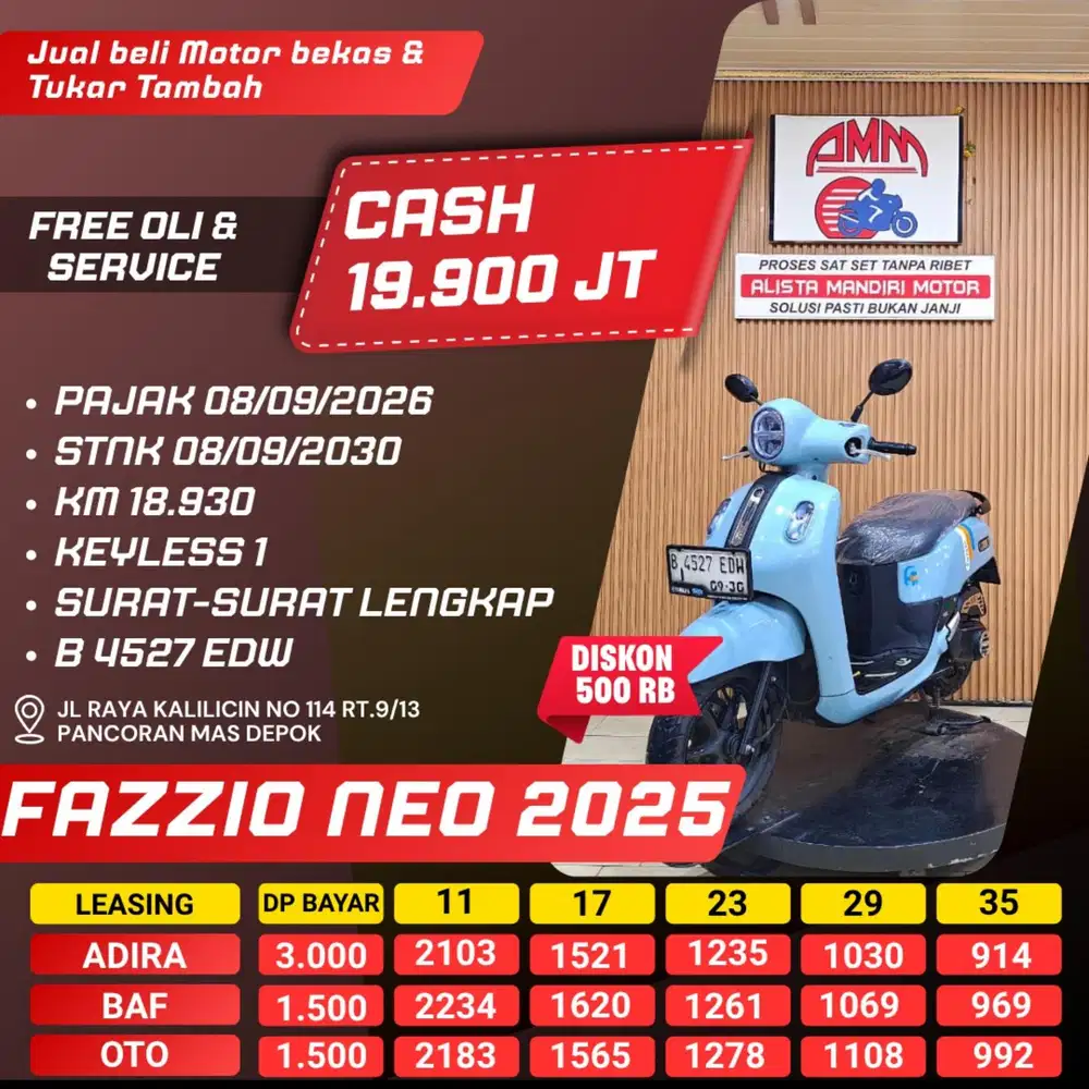 FAZZIO NEO 2025 PAJAK HIDUP CASH / KREDIT ALISTA